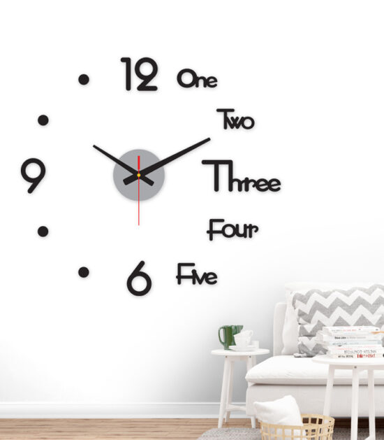 3D Numbers and English Words DIY Wall Clock